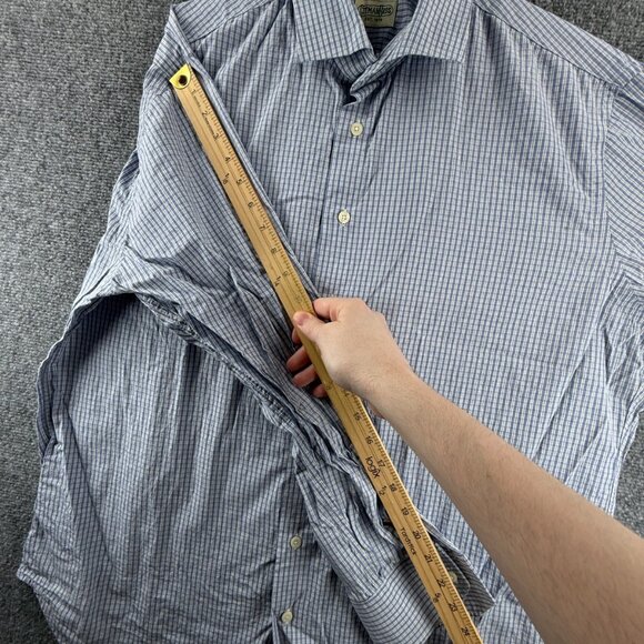 Gitman Bros USA XL Cotton Check Blue American Button Up Long Sleeve Shirt Men - Picture 16 of 16